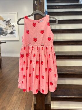 Jacadi Pink Dress with Red Strawberry Motif